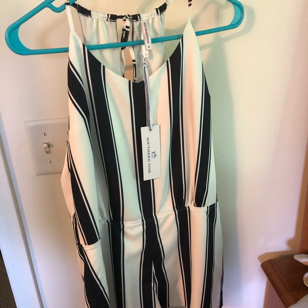 Southern Tide Nautical Navy Romper NWT